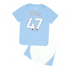 Maillot de foot Manchester City Phil Foden #47 Domicile enfant 2023-24 Manches Courte (+ pantalon court)